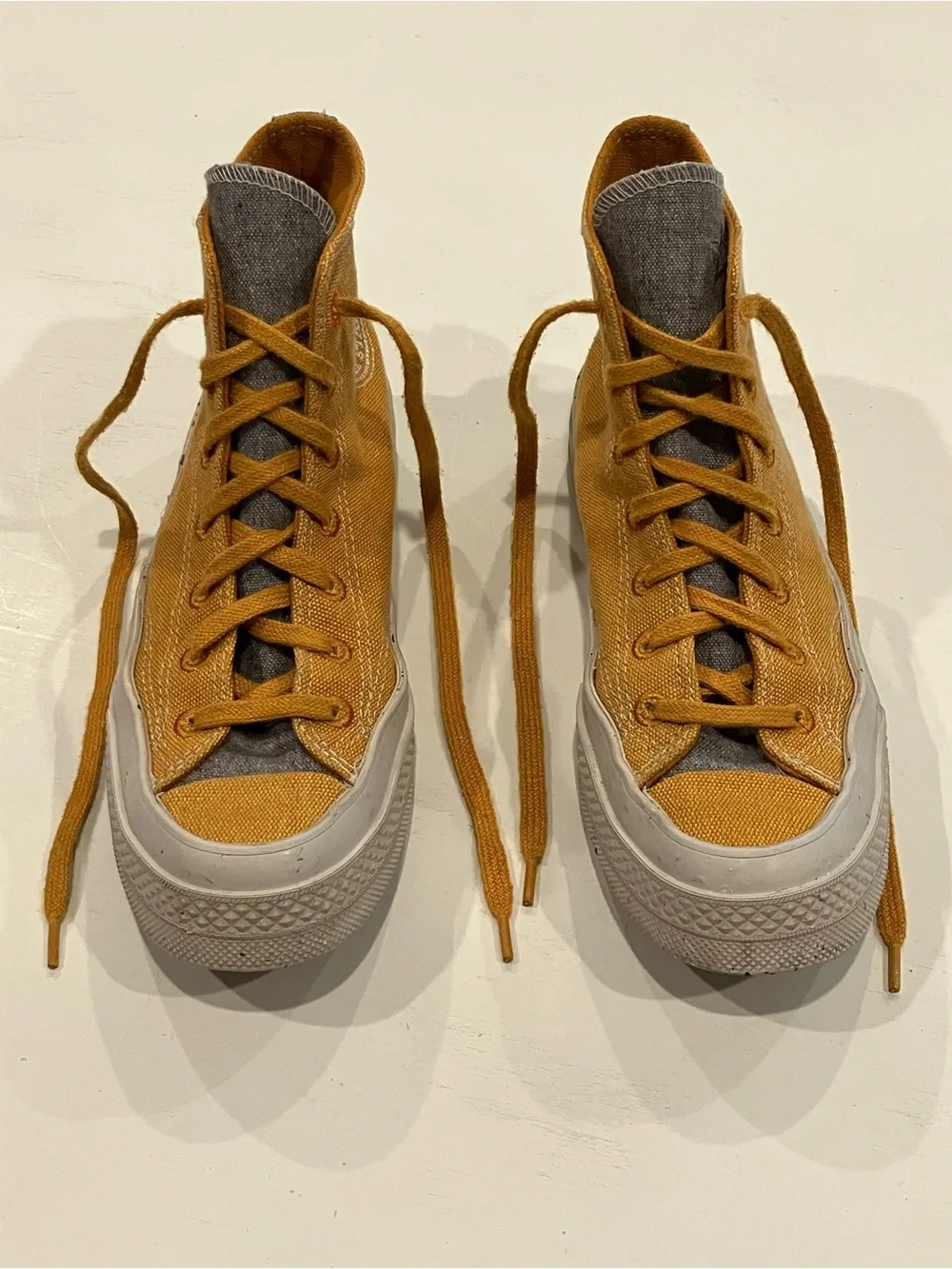 Unisex High-Top Canvas Sneakers in Mustard Yellow